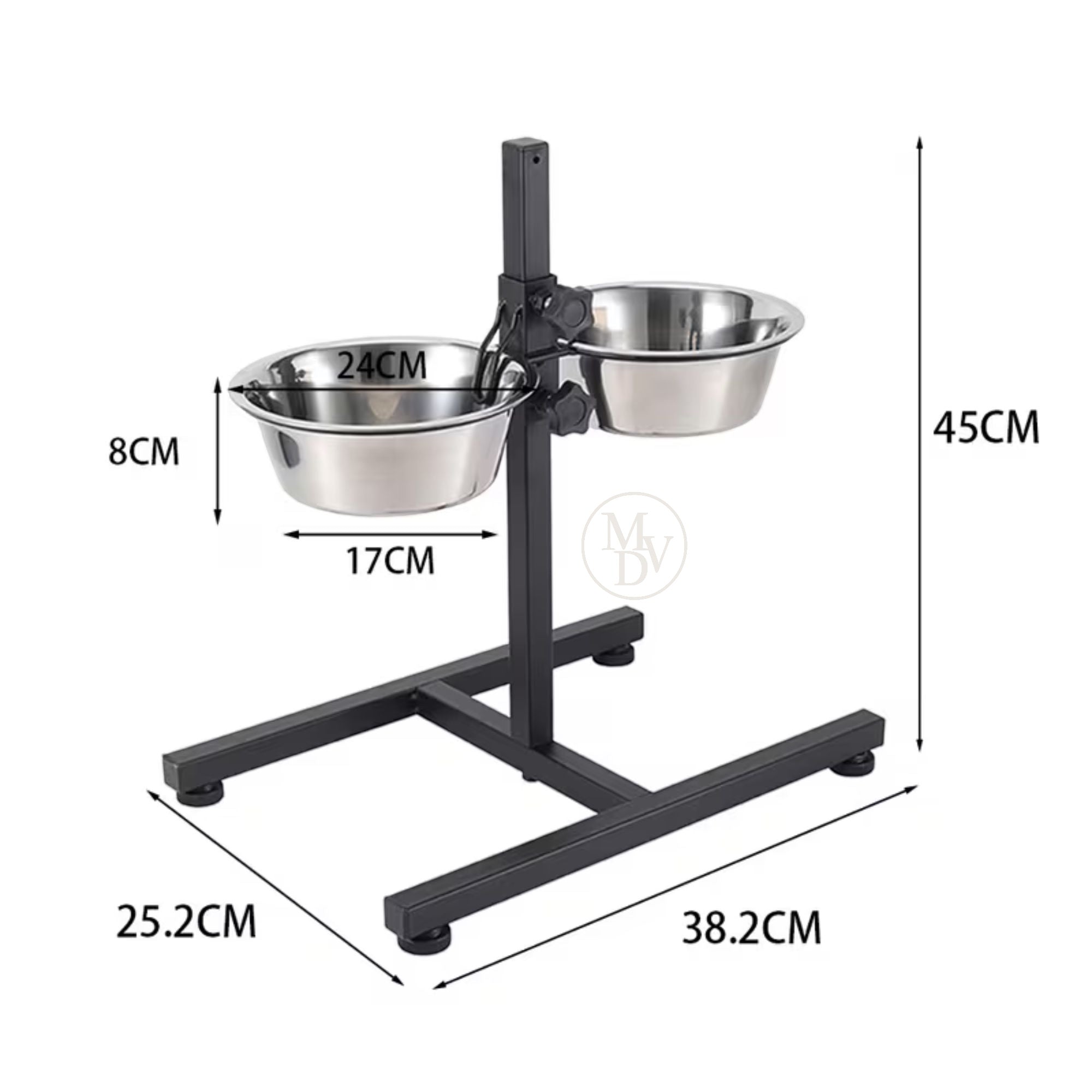 MODOVO Adjustable Elevated Pet Feeder – Raised Dog & Cat Bowl Stand with 2 Stainless Steel Bowls