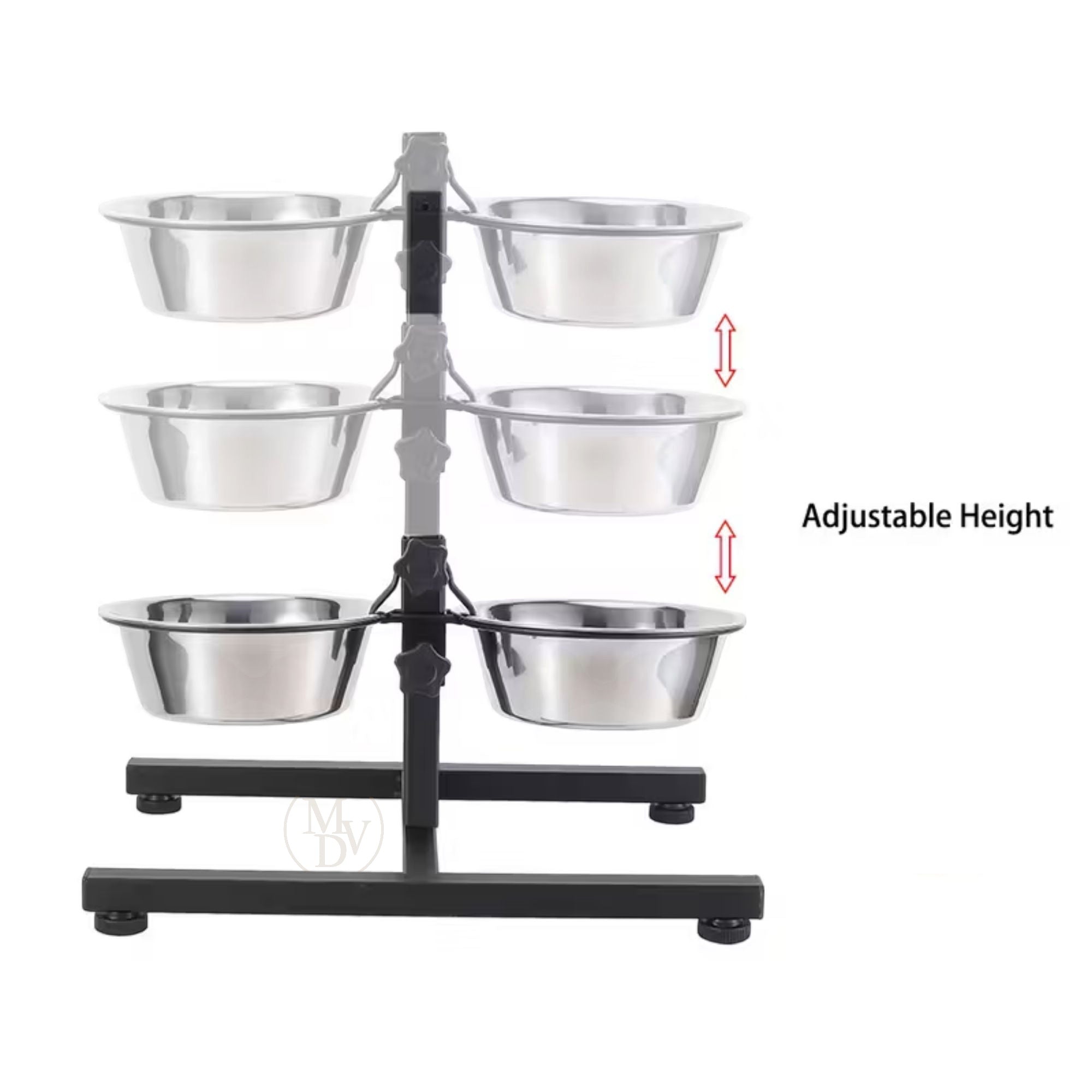 MODOVO Adjustable Elevated Pet Feeder – Raised Dog & Cat Bowl Stand with 2 Stainless Steel Bowls