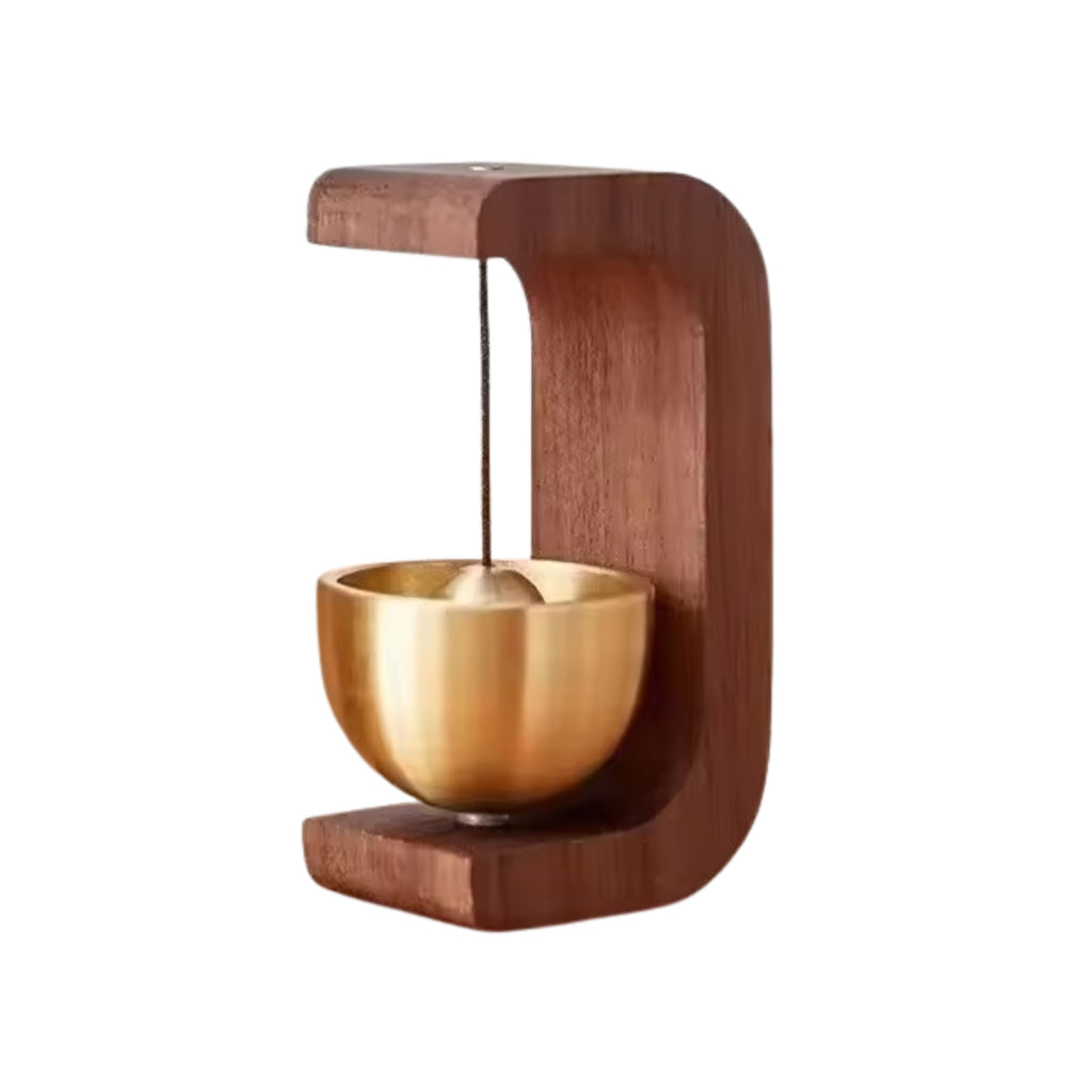 Modovo Set Of 2 Wooden Door Bell | Handmade Magnetic Brass Wind Chime with Solid Wood Frame – Elegant Home Décor & Housewarming Gift - Natural Oak