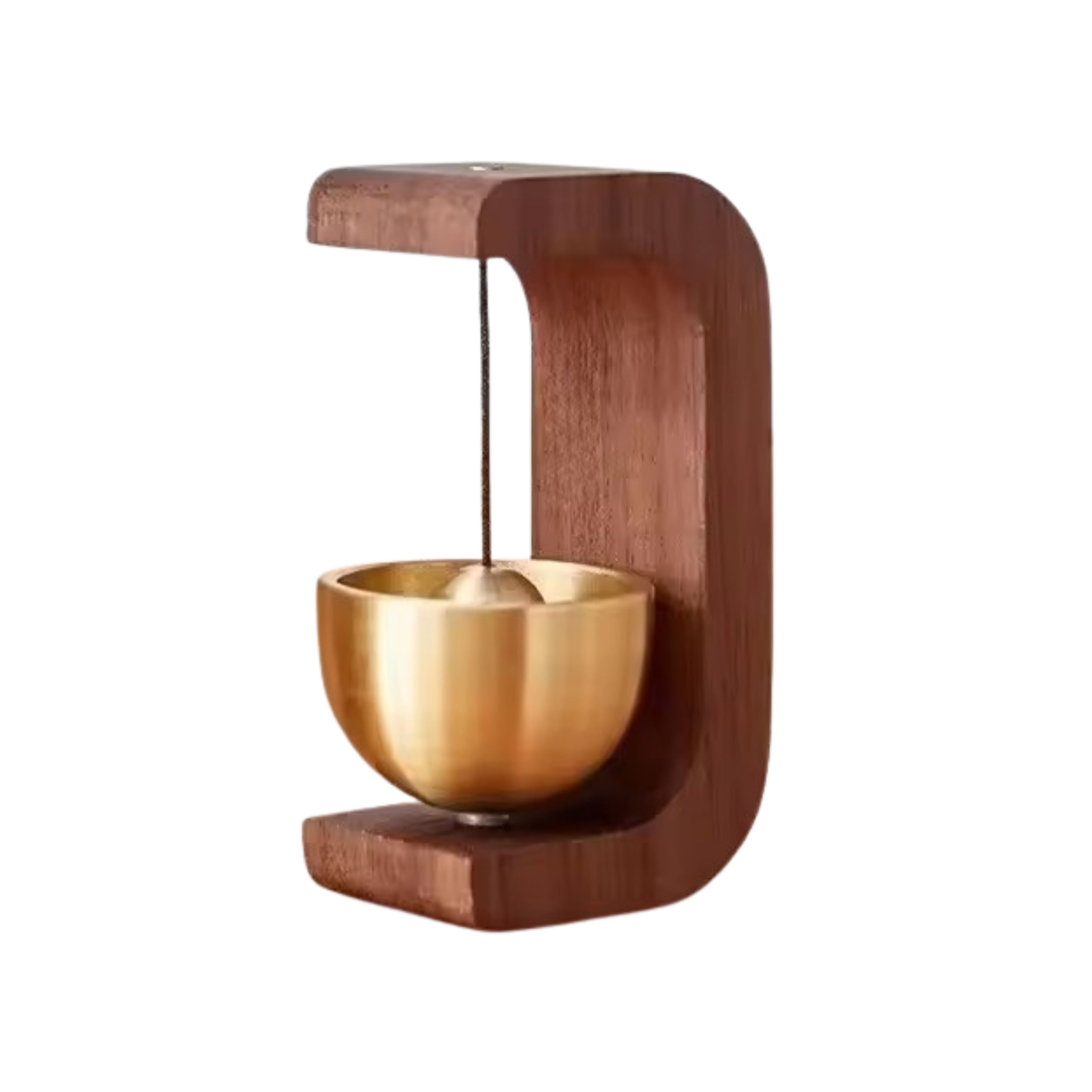 Modovo Set Of 2 Wooden Door Bell | Handmade Magnetic Brass Wind Chime with Solid Wood Frame – Elegant Home Décor & Housewarming Gift - Natural Oak