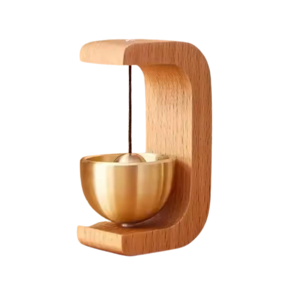 Modovo Wooden Door Bell | Handmade Magnetic Brass Wind Chime with Solid Wood Frame – Elegant Home Décor & Housewarming Gift - Natural Oak
