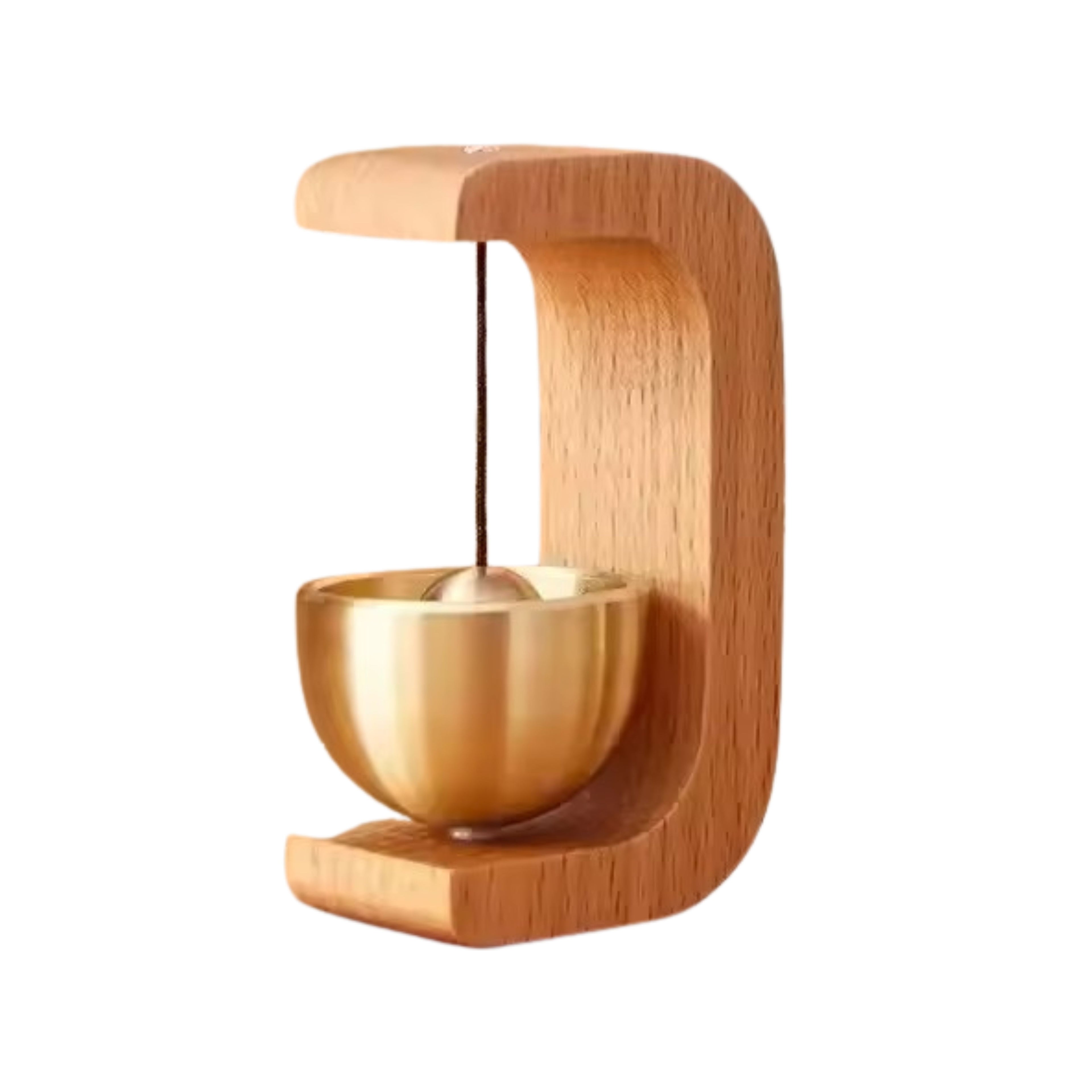 Modovo Set Of 2 Wooden Door Bell | Handmade Magnetic Brass Wind Chime with Solid Wood Frame – Elegant Home Décor & Housewarming Gift - Natural Oak