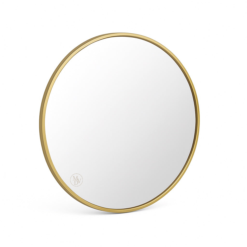 Modovo 40 cm Gold Round Wall Mirror | Modern Aluminium Frame & HD Glass