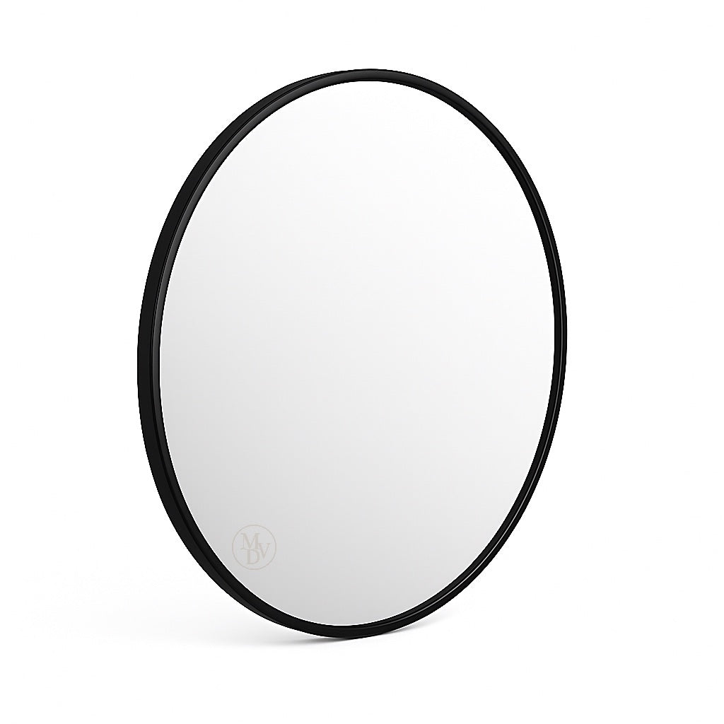 Modovo 40 cm Black Round Wall Mirror | Modern Aluminium Frame & HD Glass