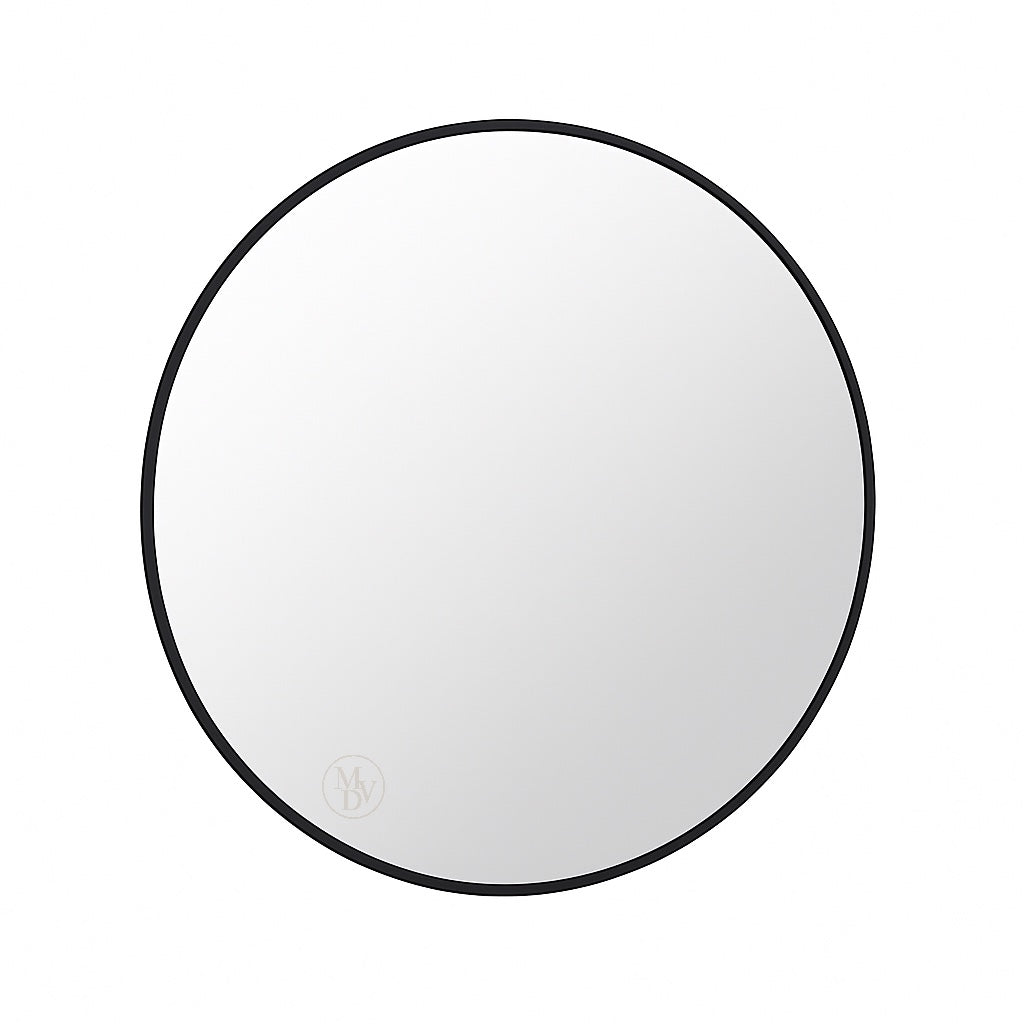 Modovo 40 cm Black Round Wall Mirror | Modern Aluminium Frame & HD Glass