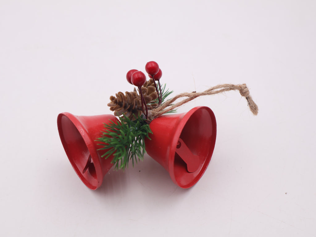 MODOVO Set of 8 Red & Gold Christmas Bell – Festive Metal Hanging Bells