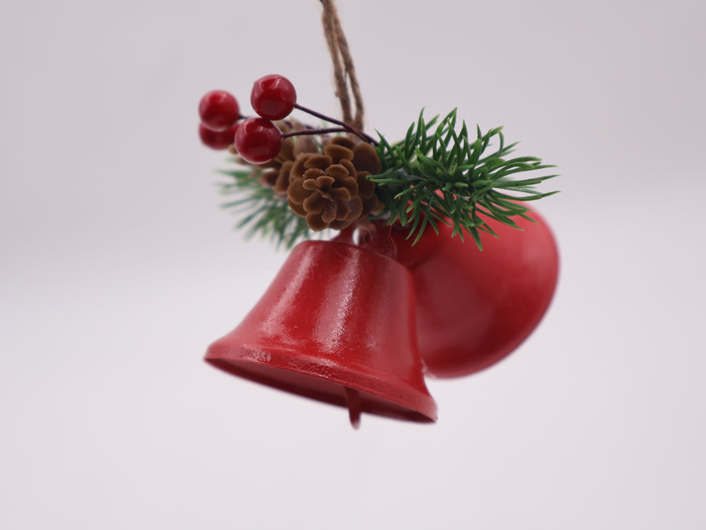 MODOVO Set of 8 Red & Gold Christmas Bell – Festive Metal Hanging Bells