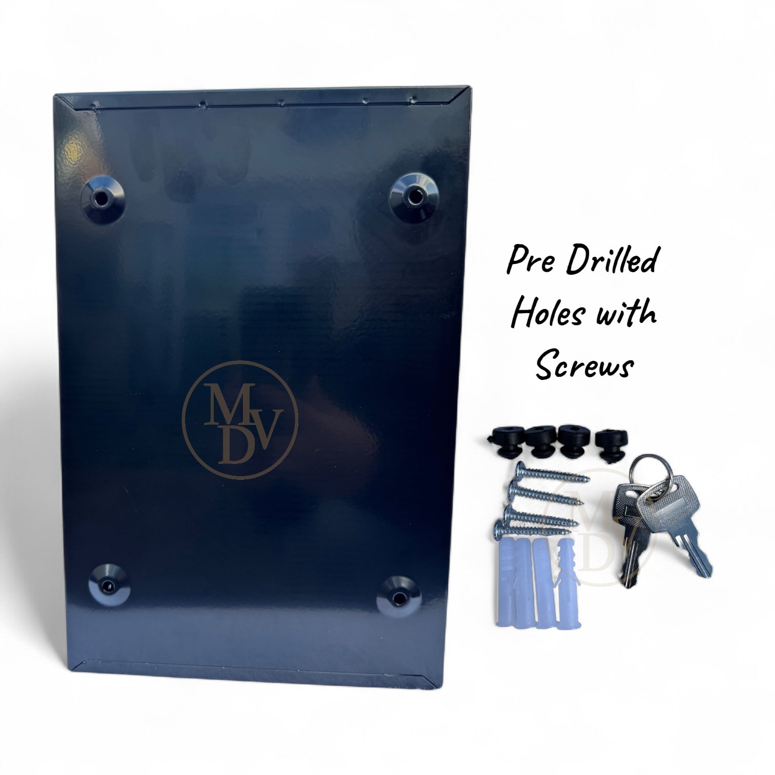 Modovo Wall Mounted Gloss Black Post Box – Secure Lockable Mailbox with 2 Keys | Weatherproof Steel Letter Box