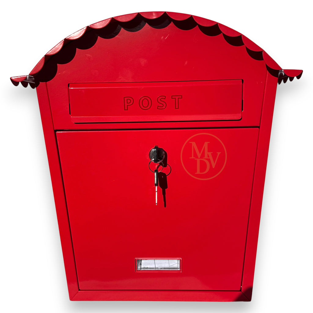 MODOVO Red Wall Mounted Post Box – Weatherproof Steel Letter Box with Lock & Keys