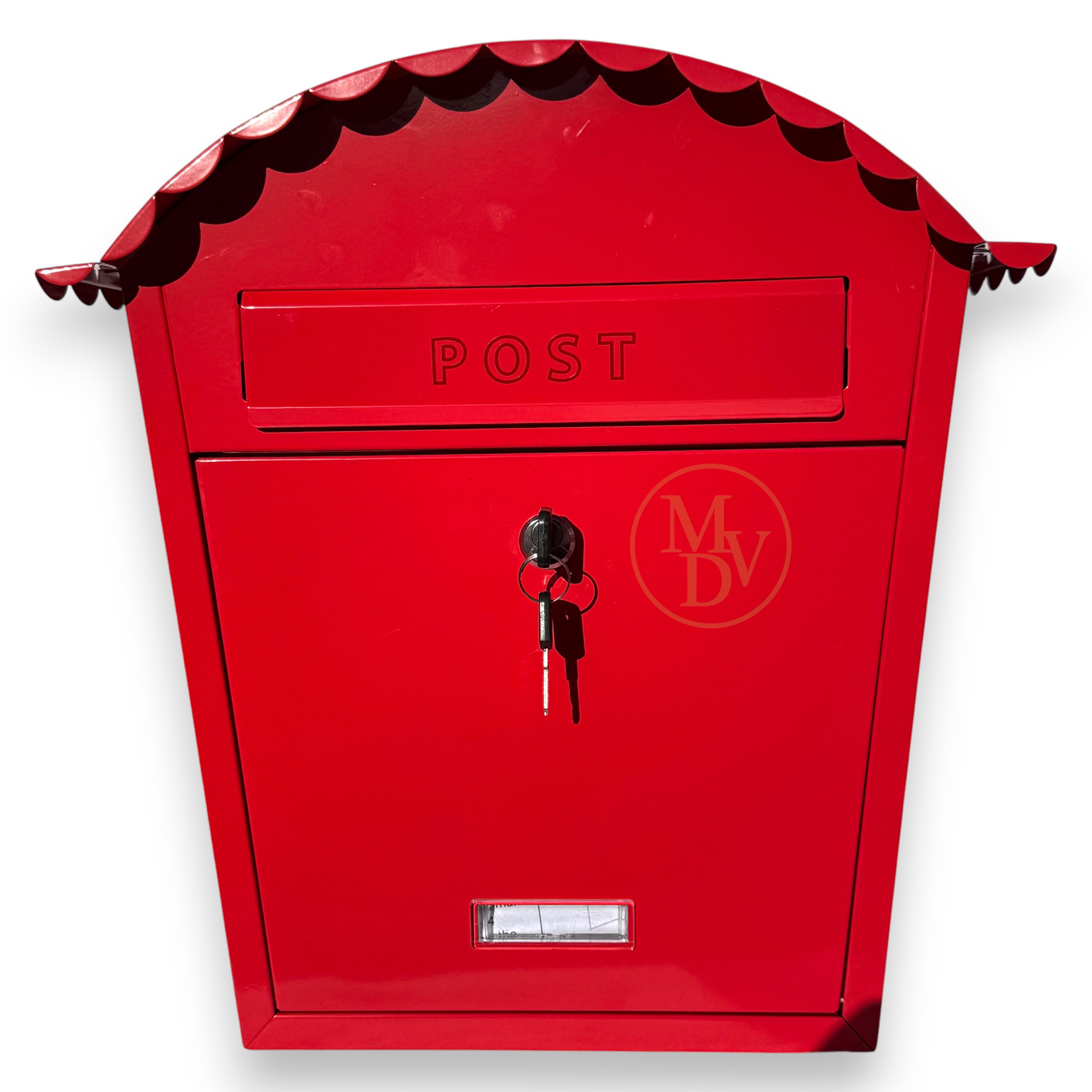 MODOVO Red Wall Mounted Post Box – Weatherproof Steel Letter Box with Lock & Keys
