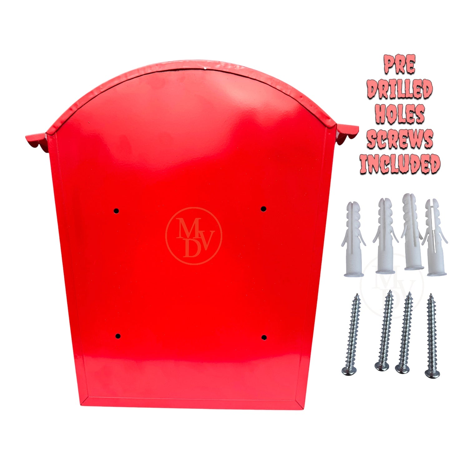MODOVO Red Wall Mounted Post Box – Weatherproof Steel Letter Box with Lock & Keys