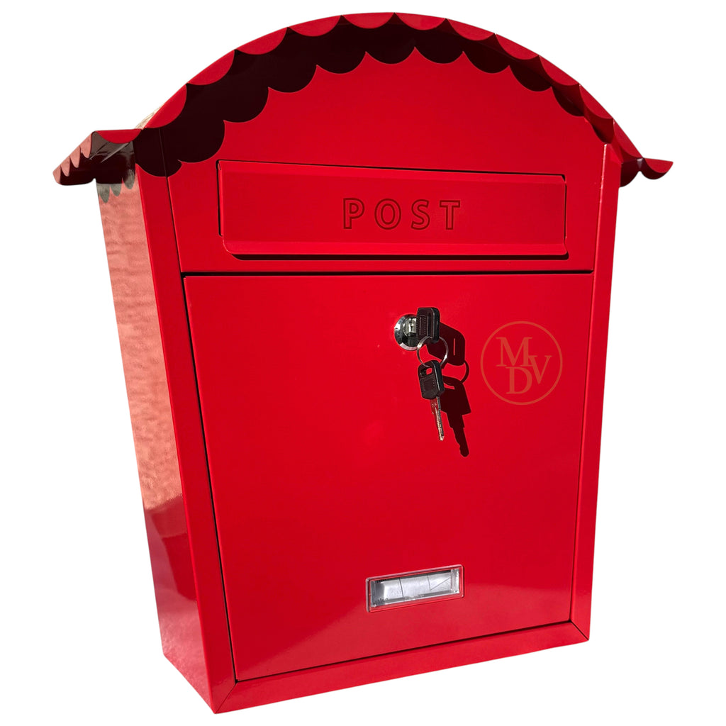 MODOVO Red Wall Mounted Post Box – Weatherproof Steel Letter Box with Lock & Keys