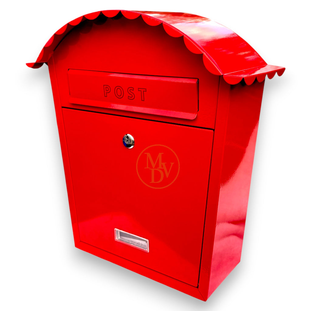 MODOVO Red Wall Mounted Post Box – Weatherproof Steel Letter Box with Lock & Keys