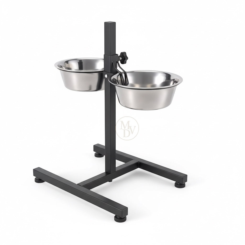 MODOVO Adjustable Elevated Pet Feeder – Raised Dog & Cat Bowl Stand with 2 Stainless Steel Bowls